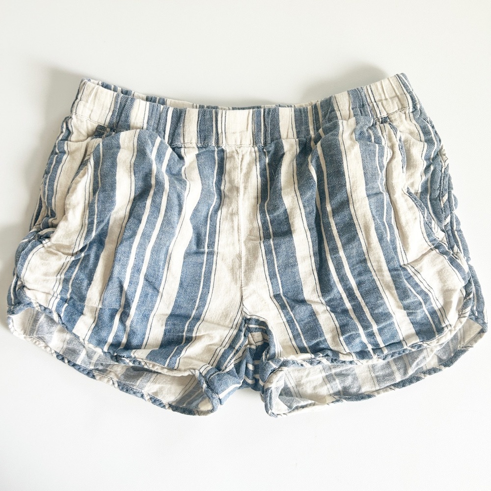 Madewell Womens Blue White Striped Linen Cotton Blend Coastal Beach Shorts XS
